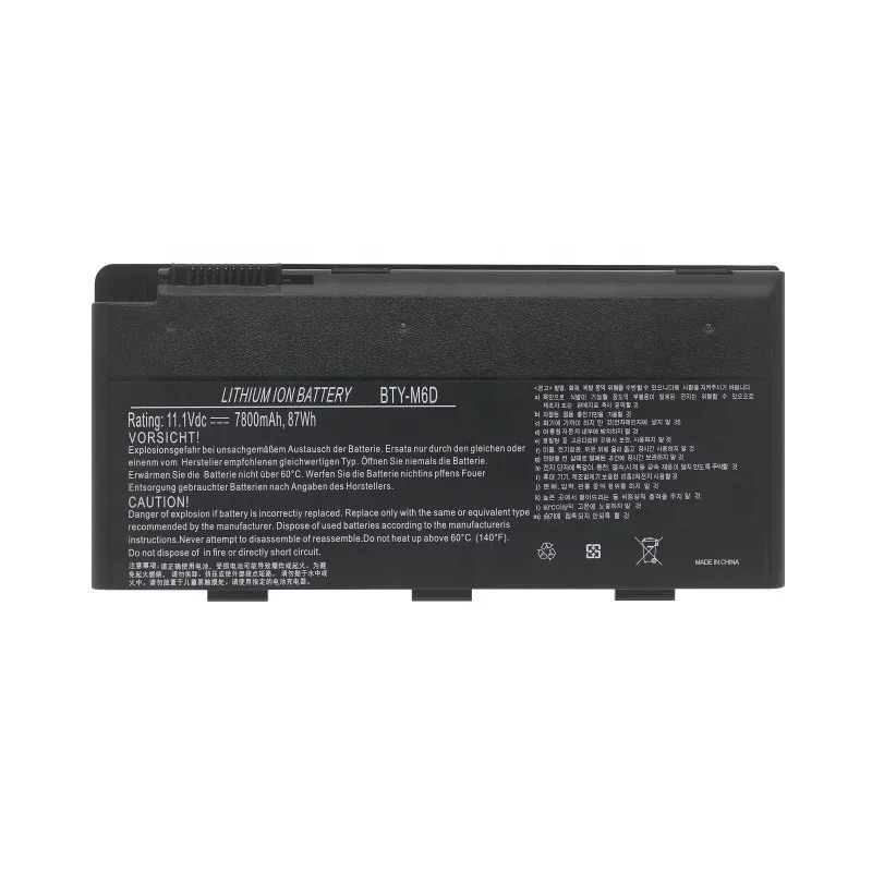 BTY-M6D rechargeable batteries For MSI GT60 GT70 GX780R GX680 GX780 GT780R GT660R GT663 11.1V 7800mAh laptop lithium battery