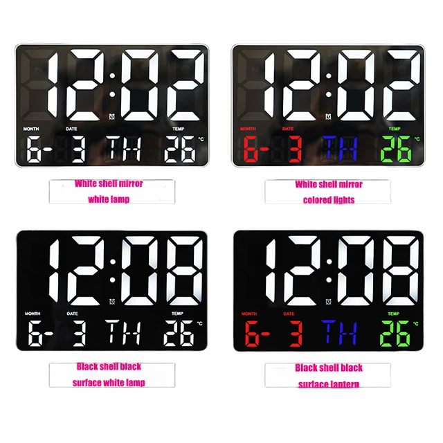 7 languages broadcast temperature month date voice control digital alarm digital wall clock large display smart  led table clock
