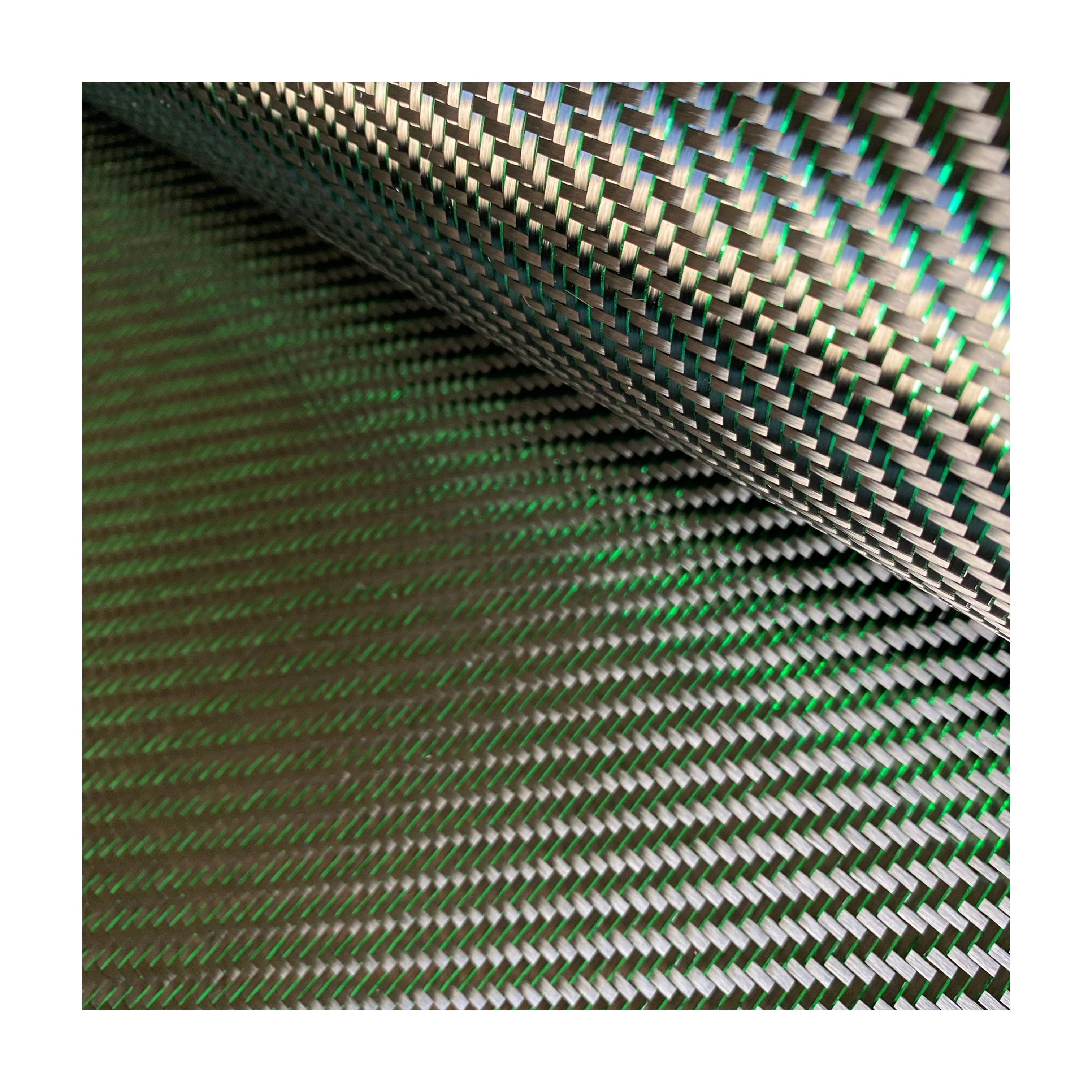 Цветная металлическая ткань из углеродного волокна Черное и зеленое углеродное волокно