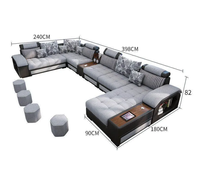 L shaped modern simple furniture set luxury combination sofa bed 6 6 Piece sofa set