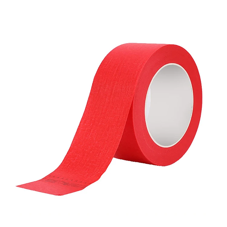 High Quality Single Sided Crepe Paper Tape with Strong Adhesive Heat Resistant Red Car Spray Masking Tape