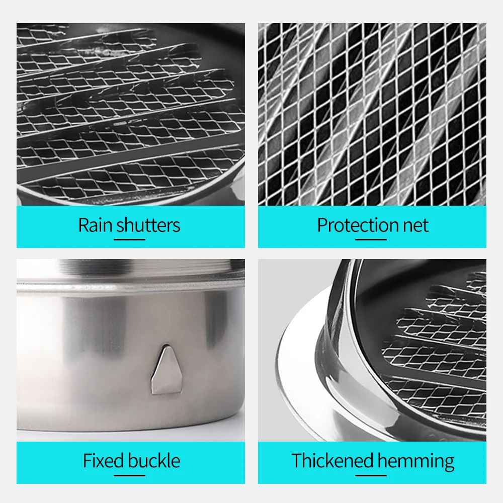 304 Thick Stainless Steel Air Vent Sphere Ventilation Grill Cover Hooded Cowl External Extractor Wall Air Outlet