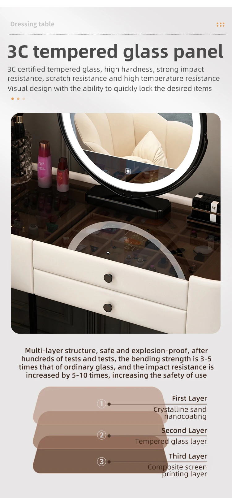 Beauty Store LED light luxury Nordic Bedroom Makeup Table Modern Simple Multi-functional Princess Dressing Vanity Table