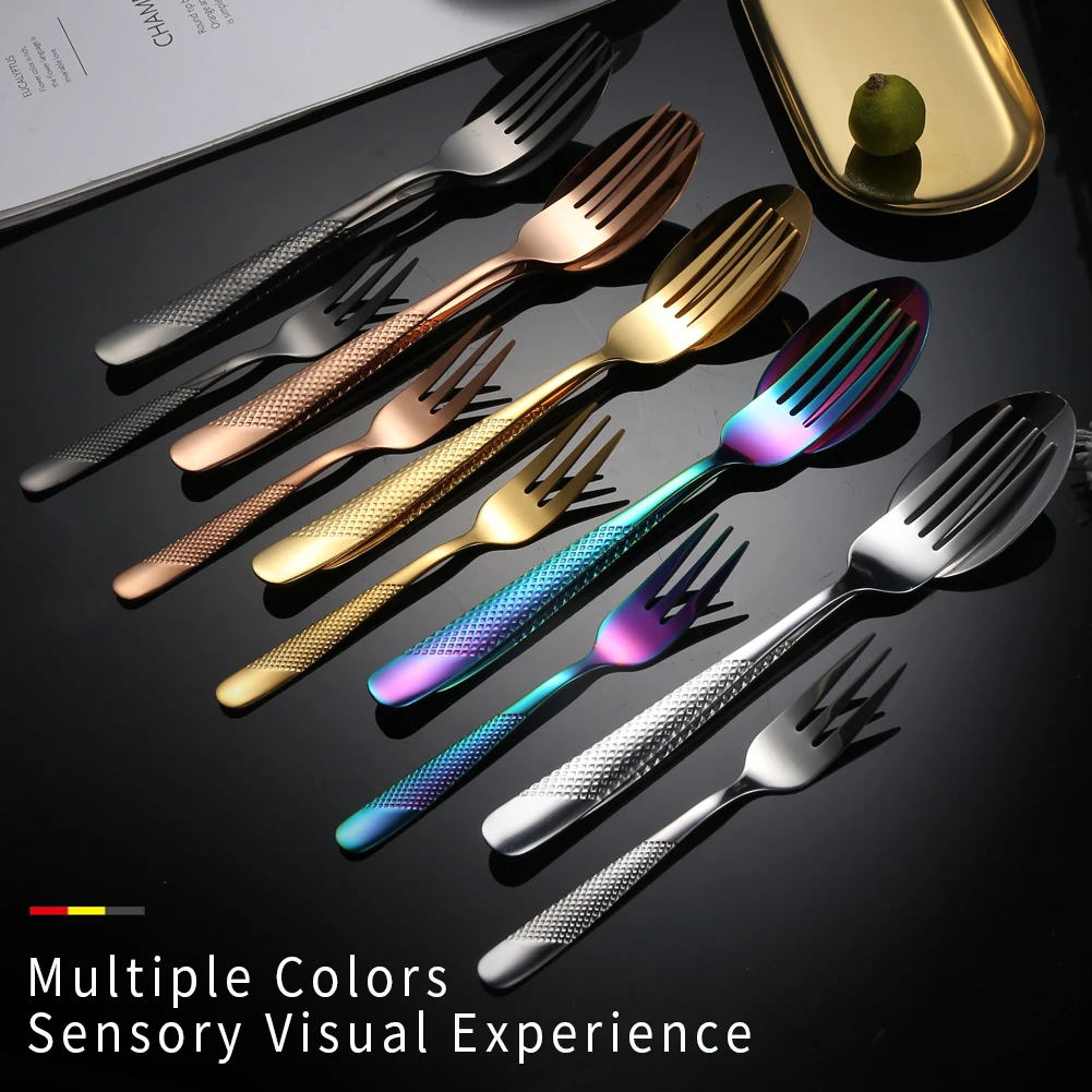 AOOSY Luxury Silver Golden Metal Cutlery Set for Royal Wedding,Stainless Steel Titanium Gold Black Fine Flatware Silverware Set