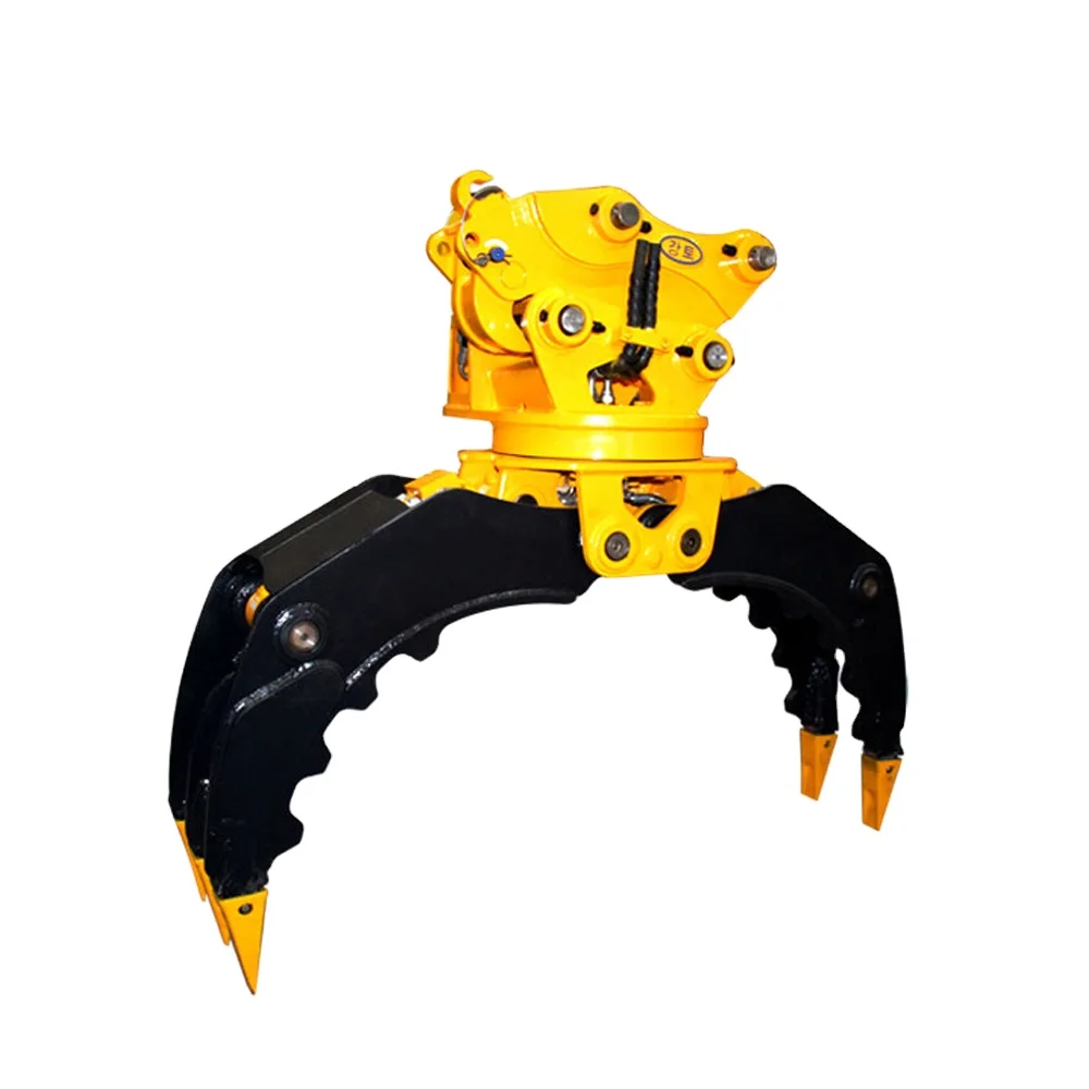 backhoe attachment rock clamp hydraulic rotating rock grab stone grapple bucket for 3-5ton excavator