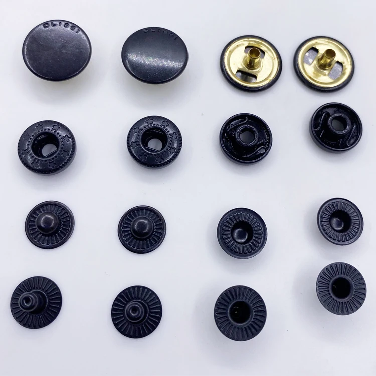 OEM accessories logo design round press shirt wrapping brass  cover custom denim shirt clothes snap button