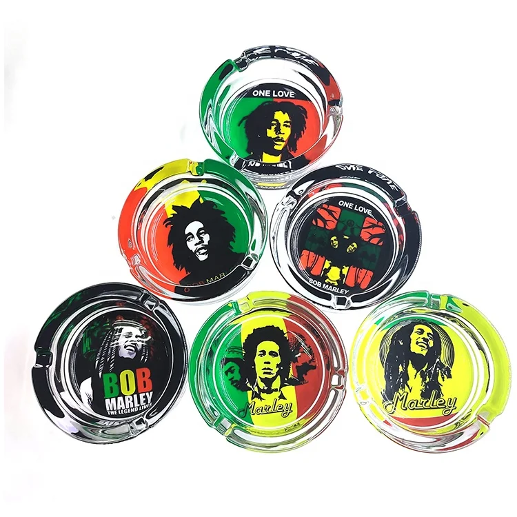 Hot Selling Different Designs Round Shape 85MM Glass Ashtray Custom Logo Cigar Ash Tray Wholesale