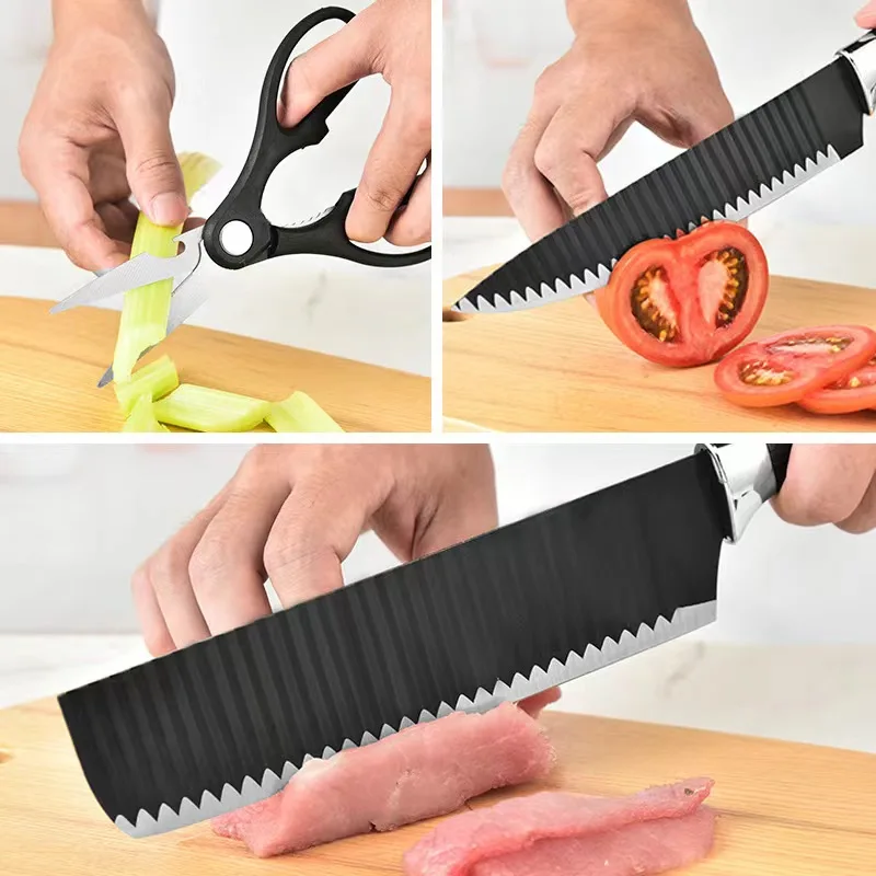 Black Wave Six Piece Kitchen Knife Set Stainless Steel Multi-Purpose Knife Set Colorful Gift Box Business High Hardness Knife