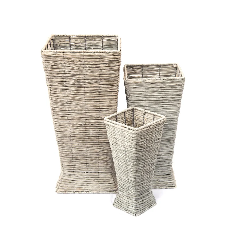 
American Country Style Vase Wicker Woven Floor Vase Home Decor Coffee Bar Decor 