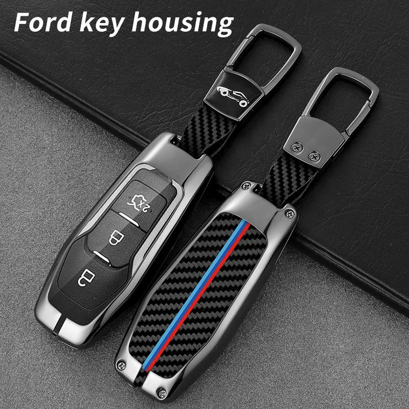 Fashion New Design Hot Selling Metal Carbon Fiber Smart Car Key Cover For Ford Figo 2017 Mondeo 5 Ecosport Fiesta Mk8 Everest