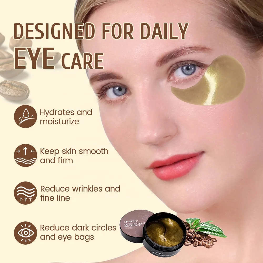 Private Label Lighten Dark Circles Fine Lines Wrinkle Eye Bags Hydrogel Vegan Caffeine Under Eyes Patches