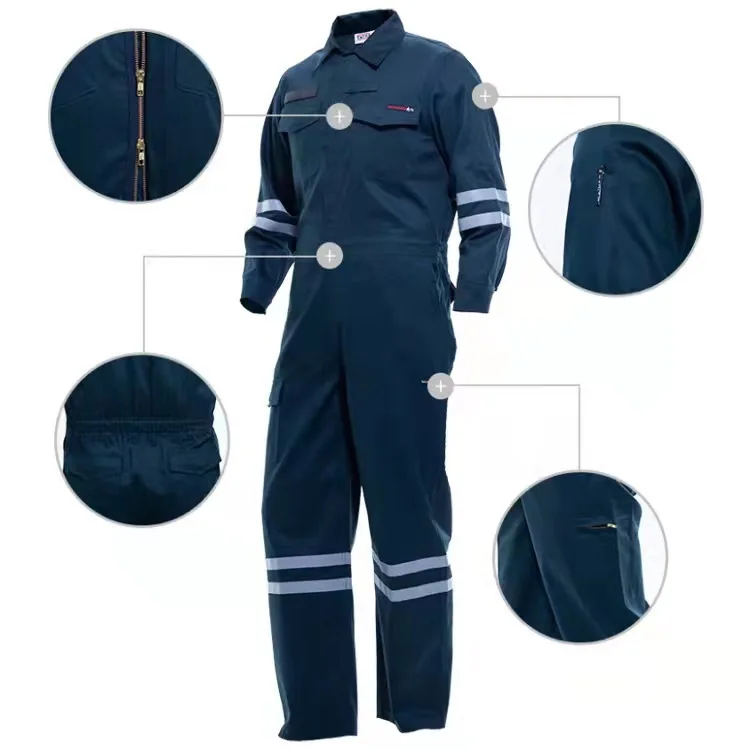 Manufacturers supply flame retardant overalls industrial overalls uniform welders reflective cotton material embossing