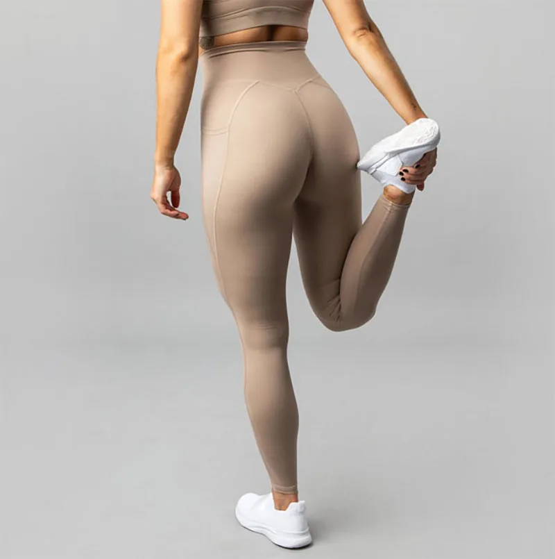 Workout gym thick high waist compression scrunch butt lift plus size yoga pants with pockets fitness leggings with logo