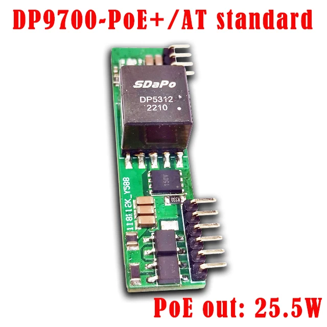 PoE+ PD module, DP9700 IP Camera Application PoE Module IEEE802.3 at standard PCB Board DC24V/1A, 12V/2A, 5V/4A
