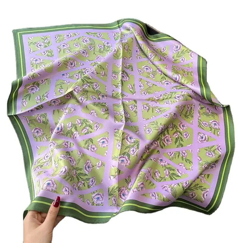 2022 Factory Direct Sales In Stock  Fashion New Arrival Custom Designer Luxury Satin Silk Scarf Digital Printing Square