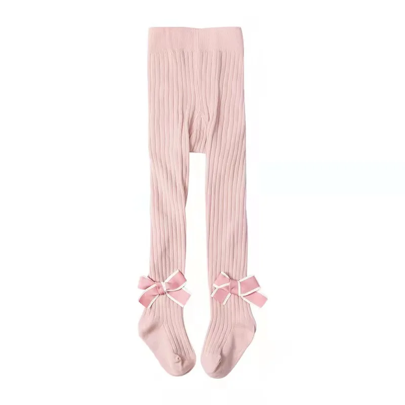 Children bowtie Winter Pantyhose hosiery Tights leggings Thick Knit Fashion Footed Warm Socks Stockings