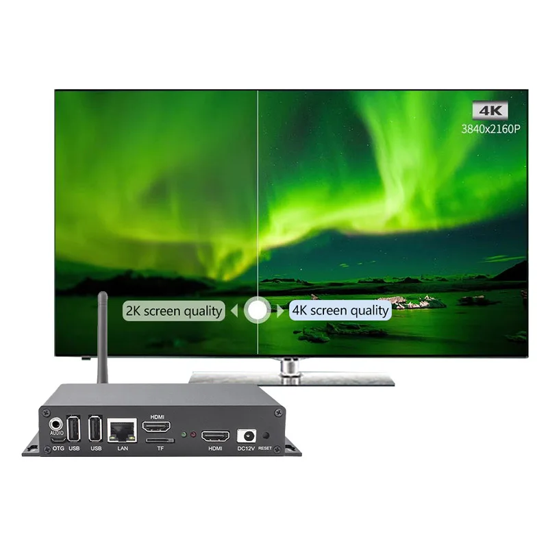 4K Network Multimedia Information Playback Box Remote Control RK3288 Android Box USB WIFI  for Digital Signage