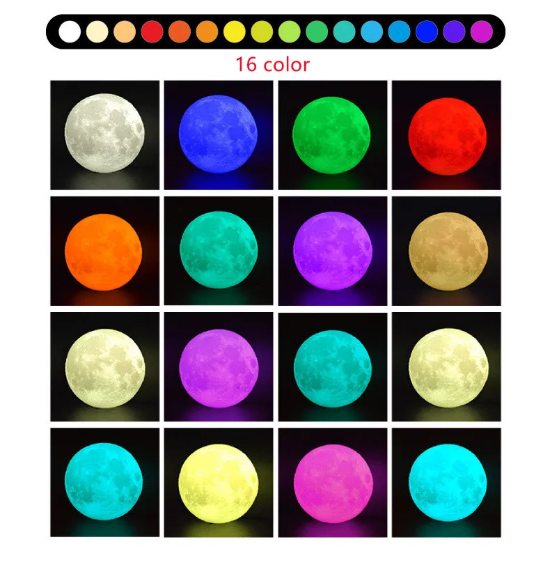 Factory Wireless Touch 3D Moon Lamp LED Night Light Remote Control BT MP3 Music Player