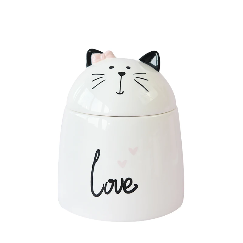 BON WILL MEOW Cookie Jar CAT Fine Stoneware Ceramic Bow with Lid Deco by Pink Storage Bottles & Jars 4 Packaging Cover