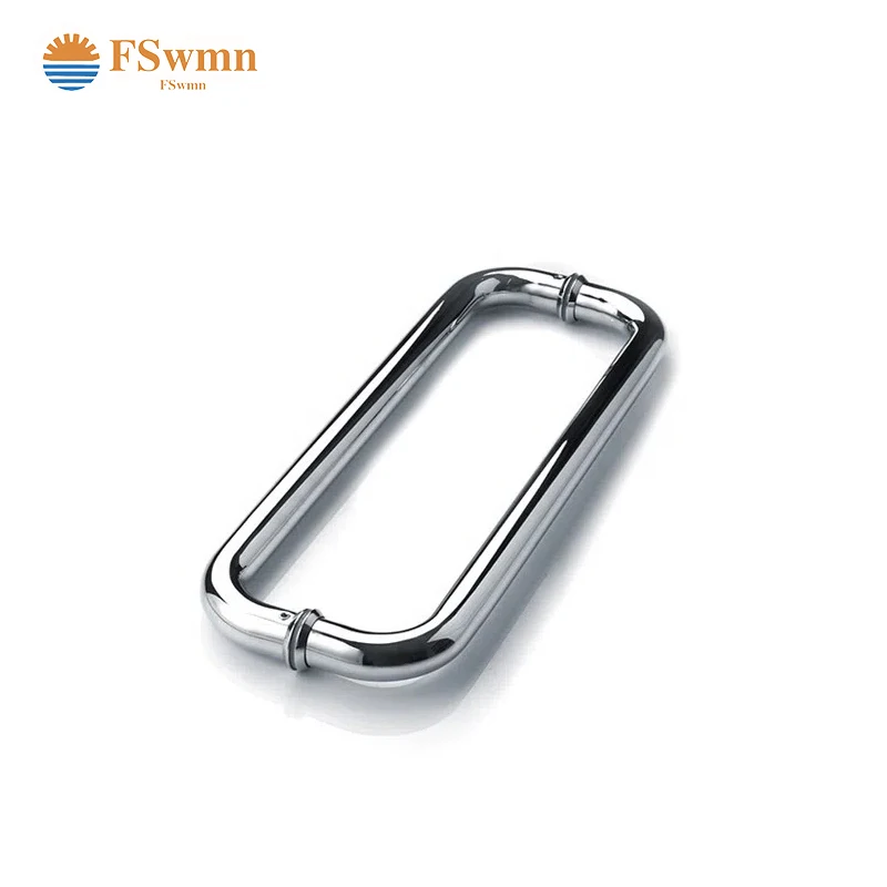Customized Aluminum Curved Shower Door Handle Shower Sliding Door Hardware Double Sided Round Tube Glass Door Handle