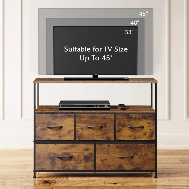 Living Room Bedroom Entryway Wooden Metal Non-woven Drawer Cabinet Media Console Television Table Dresser TV Schrank Stand