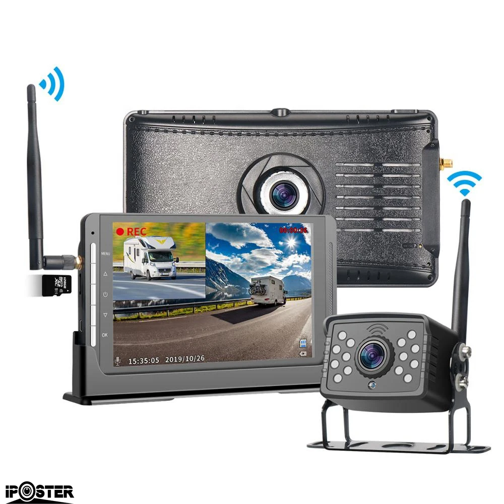 
Hot-selling 7 inch Monitor Digital wireless Car Rear View Night Vision Auto Camera Reverse Front Wide Angle backup Camera 