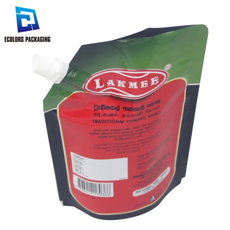 400g Custom Printed Doypack Packing Tomato Sauce Plastic Squeeze Aluminum Stand Up  Bag Pouch With Spout