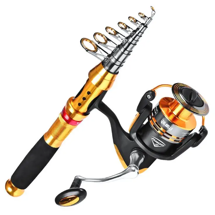 1.8m-2.7m telescopic fishing rod Lightweight portable lure set hook fishing rod and reel combo with reel