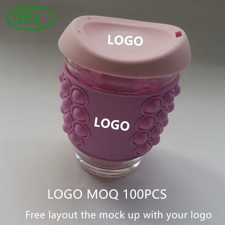 BLX Reusable glass coffe mugglass travel mugreusable coffee cup cork galss mug cupcork cupglass with sleeve corkkeep glasscoffee