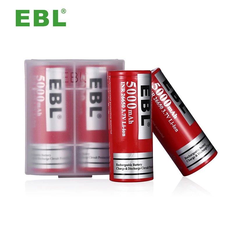 Перезаряжаемая батарея EBL 26650 перезаряжаемая литий-ионная 5000 мАч 3 7