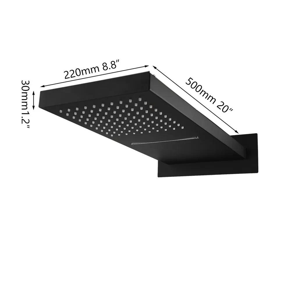 Rectangle Rainfall Shower Head Ceiling Mounted  With Waterfall Shower Wall Mounted Hot/Cold Water Connect