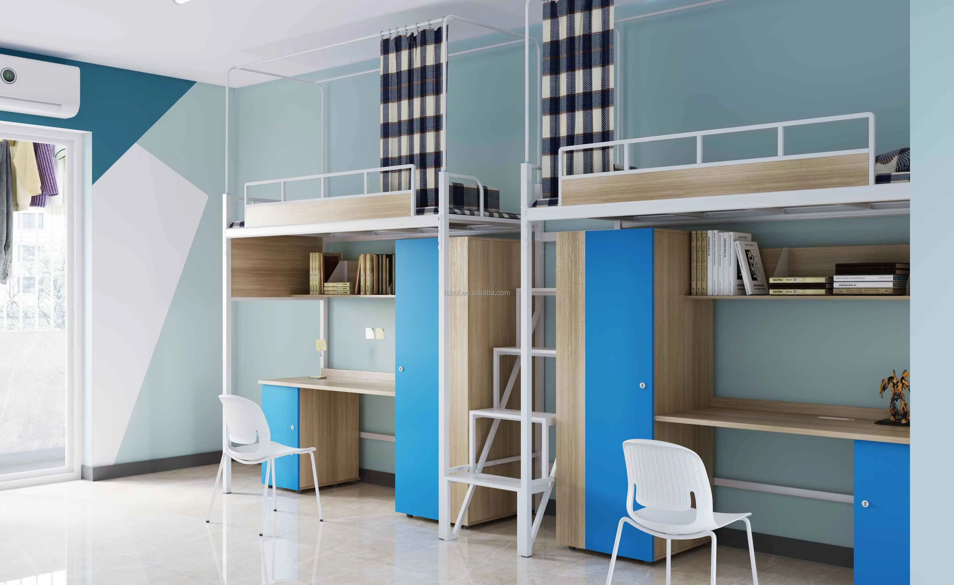 Campus furniture cheap wall bunk bed with wardrobe adult metal bunk beds with desk  bunk beds set