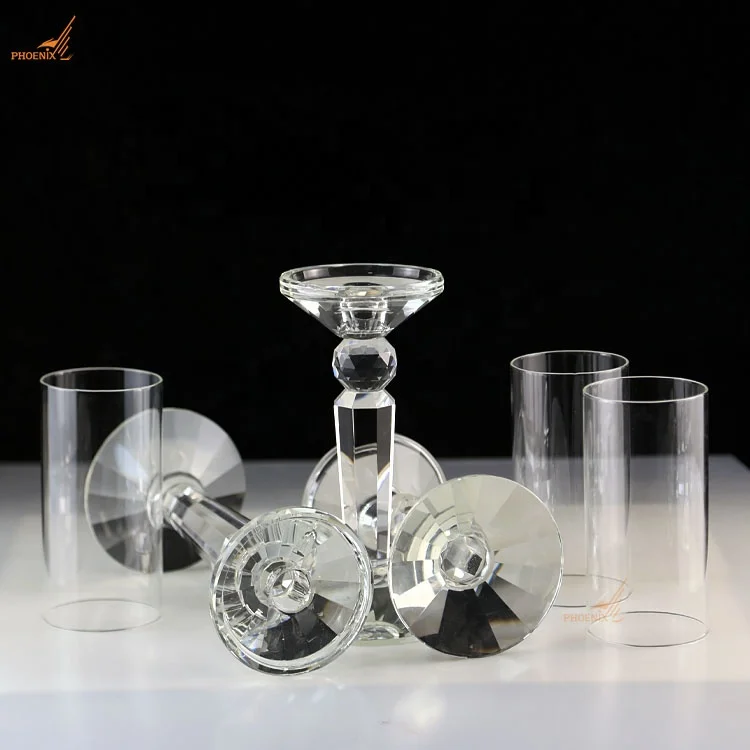 Wholesale glass tube shades crystal candelabra centerpieces wedding table decorations candle holder set of 3
