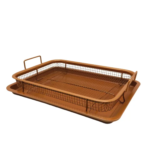 Kitchen Gadgets carbon steel  Expandable Fry  Chef Basket High capacity Pizza Pan With Rack Set