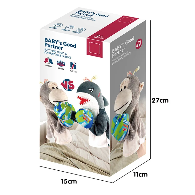 Kids Interactive  Fighting Boxing Cartoon Animal Shape Game Hand Puppet Plush Shark toy