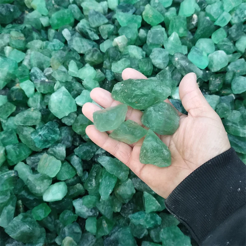 High quality natural emerald green fluorite Crystal raw stone Rough Raw Quartz Tumbled Gemstone For Sale