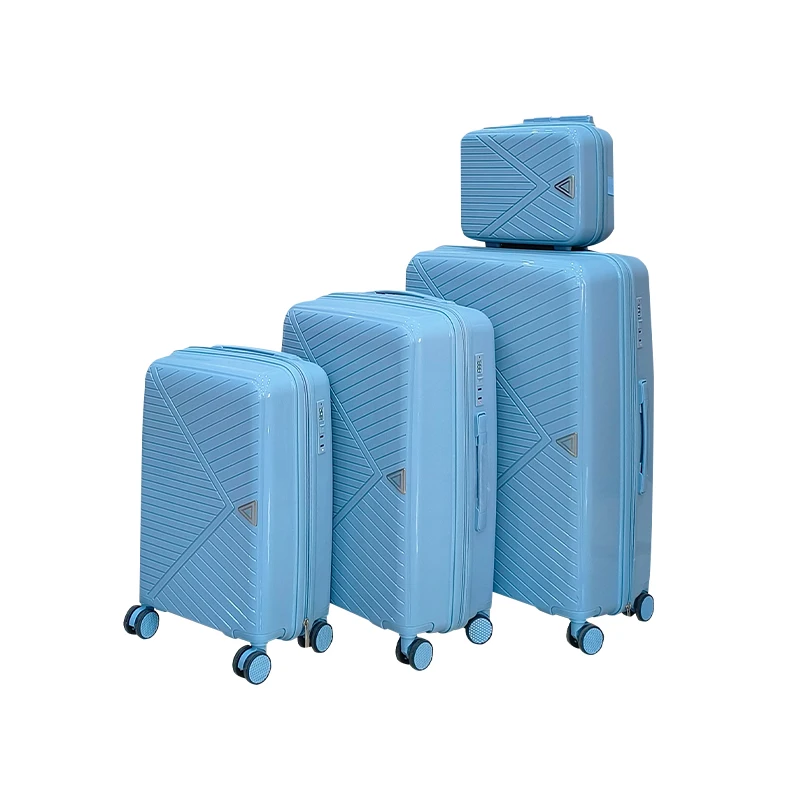 Marksman  Popular PP Luggage Sets Hot Sale Metallic Suitcase 4 Wheels Spinner Caster Zipper High Quality Long Distance Travel