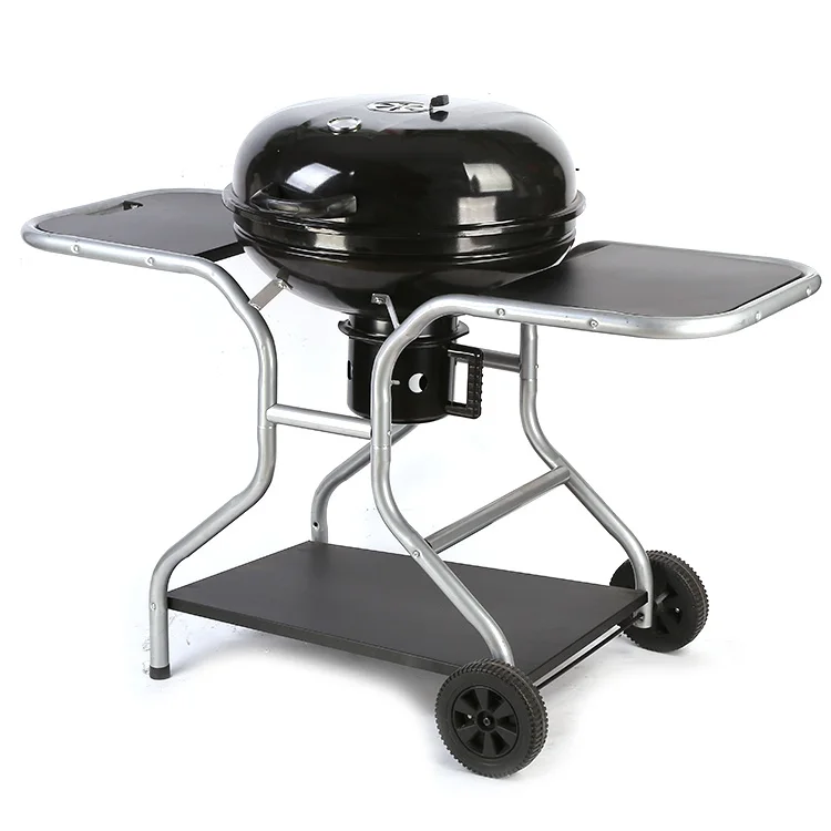 Camping Trolley Barbecue Grill Outdoor Heavy Duty Charcoal BBQ Grill with Trolley