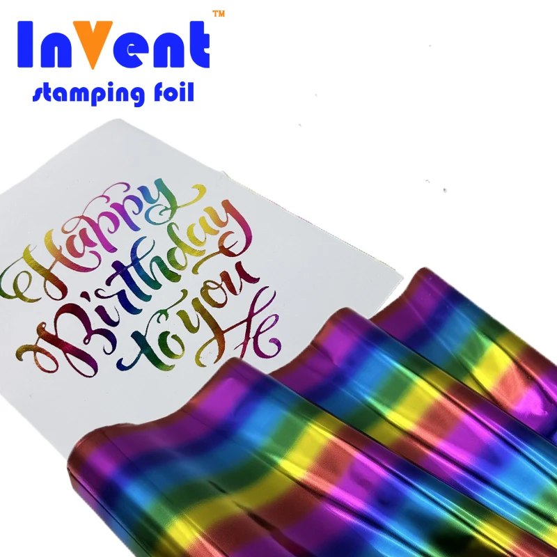 Rainbow gold Laser Toner Reactive holographic Foil Printer Transfer Hot Stamping Foil rolls for cards paper