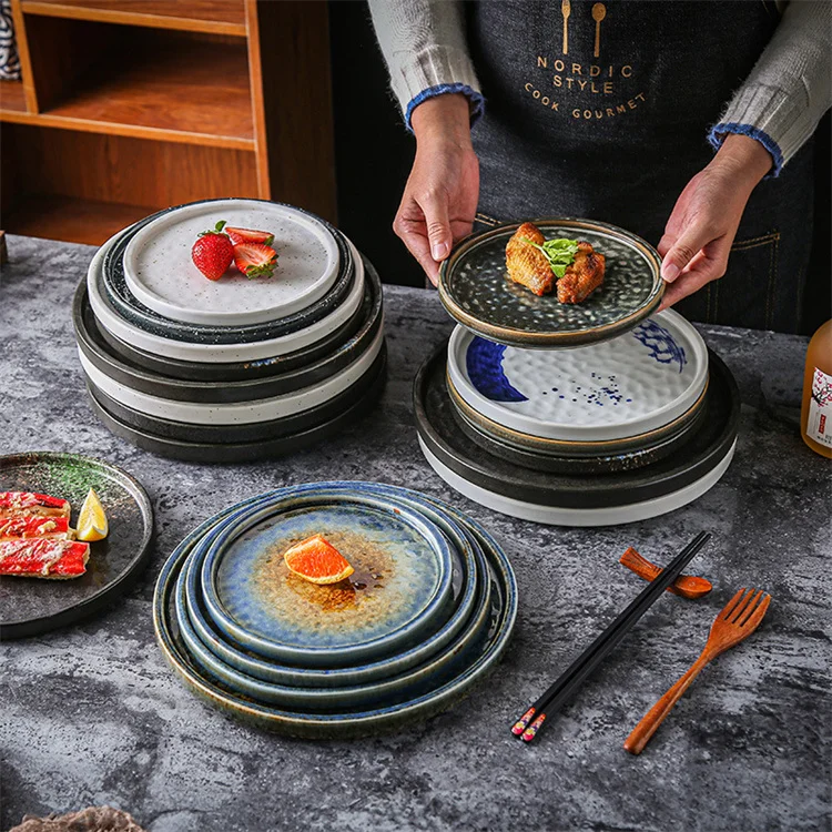 Harmony Customizable Japanese Irregular Ceramic Pizza Dish Sushi Plate Sushi Dish