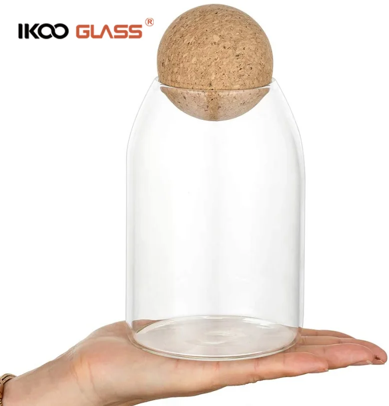 Good sealing high borosilicate glass jar with cork lid Different Sizes Coffee Container for Kitchen Counter, Pantry, Tea, Sugar