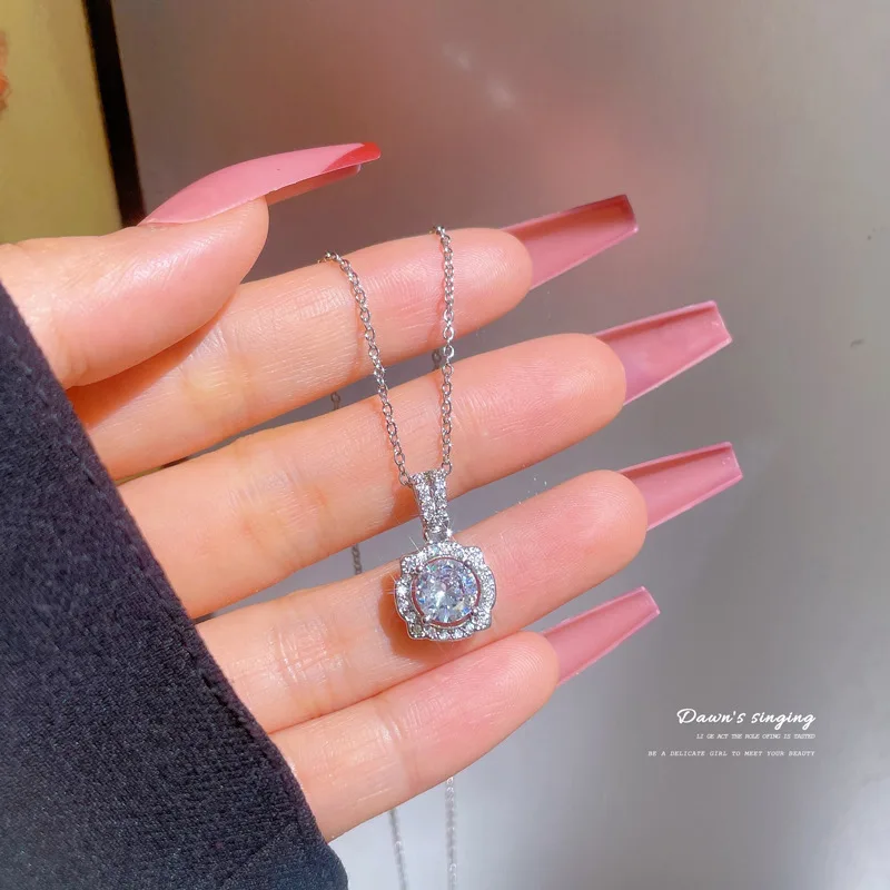 Stainless Steel Beautiful Love Heart Amethyst Gold Pendant Shiny Temperament Gift Women Jewelry Wear Everyday 2024