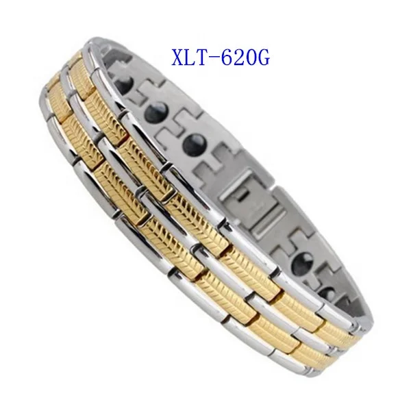 Bio Neodymium Magnetic Energy Bracelet for Men Unisex Gold Plated Stainless Steel Zircon Healthy Jewelry Gifts Weddings Parties