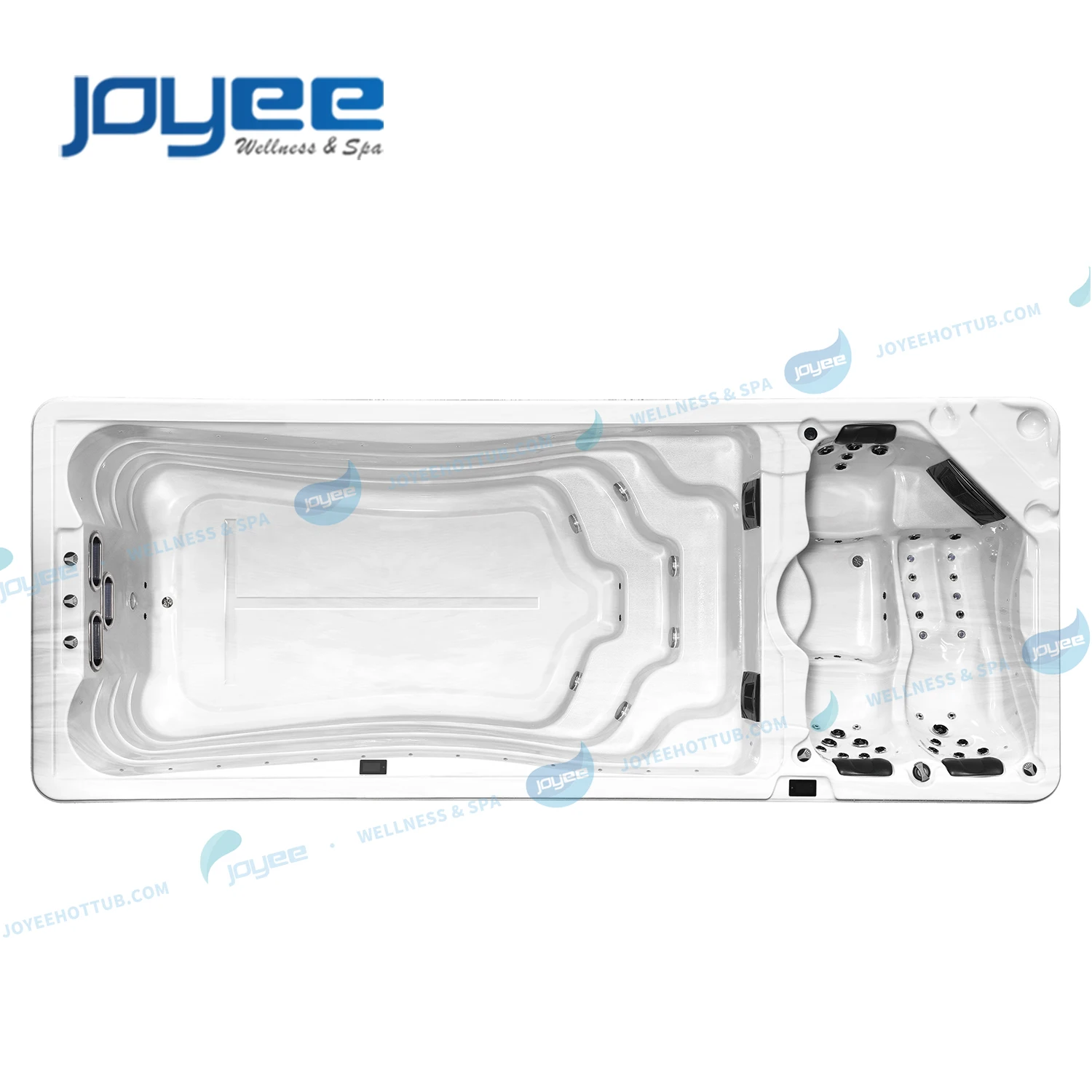 JOYEE Extra large 10 persons acrylic hydropool swimming spas balboa dual-zone freestanding endless swim spa