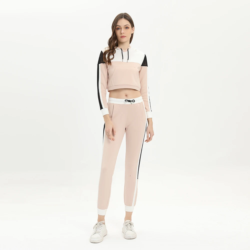 Fashion Women Sweatsuit 2 Piece Set Autumn Casual Slim Crop Tops Hoodies Long Pant Suit Long Sleeves Streetwear Tracksuit