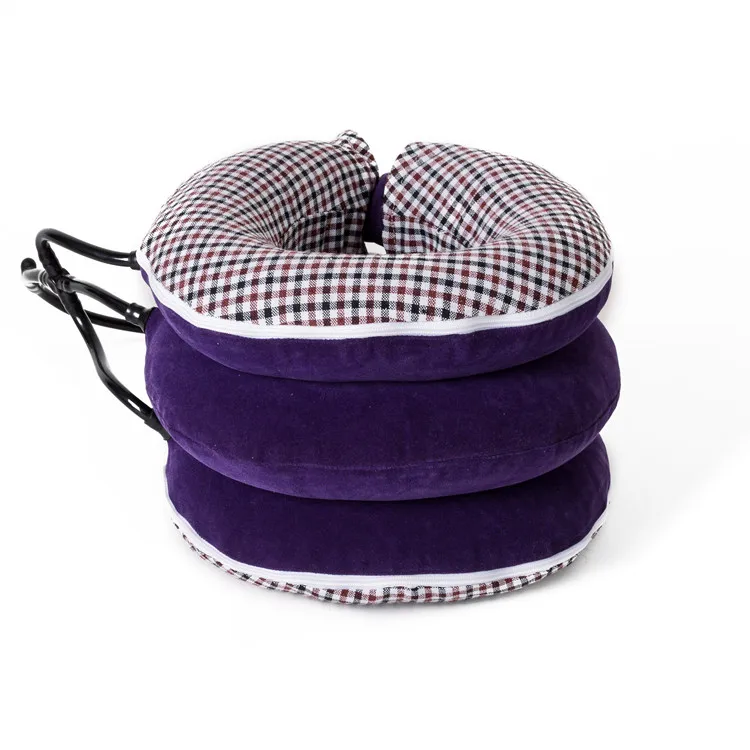 High Quality Medical Health Care Cervical Massage Unisex Fixation Inflatable Soft Adjustable Neck Traction with Air Pump