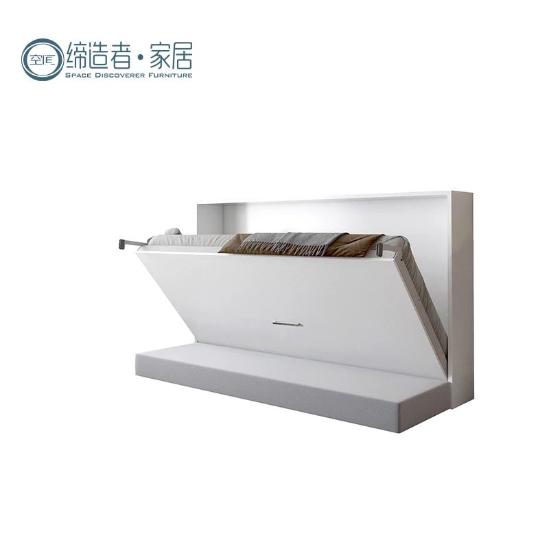 Space Saving Invisible Horizontal Marfy Wall Foldable Bed Steel Structure Double Full Murphy Wall Bed With Sofa Wall Bedroom