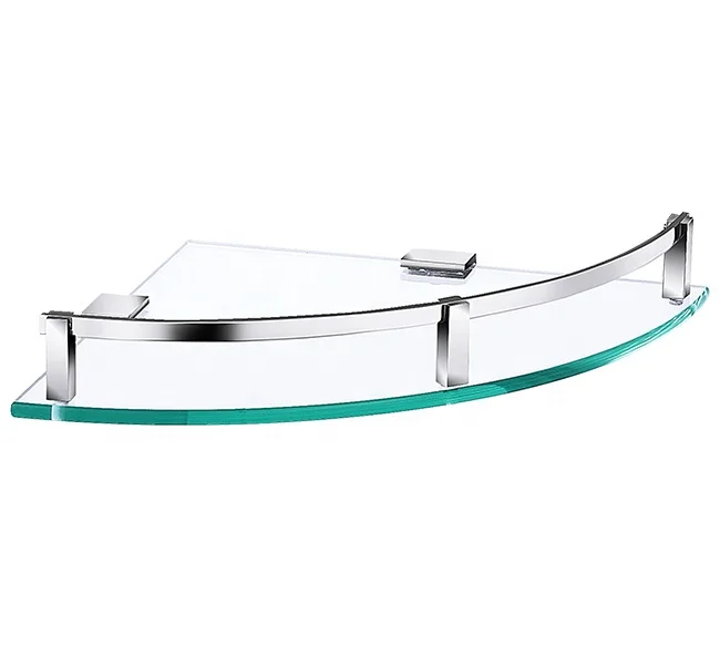 High Quality Wall Mounted Shower Tempered Glass Shelf Corner Bathroom Glass Shelf Display for Bathroom