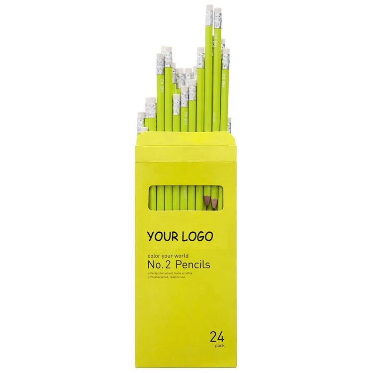 DASHENG Best supplier wholesale lapiz high quality print logo school items wood pencil set Custom Pencils with eraser on the top