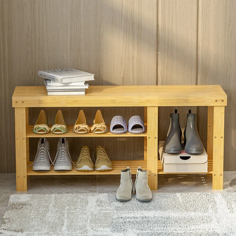 Modern Simple Design Shoe Rack Bench Bamboo Entryway Hallway Shoe Racks With Seat For Bedroom